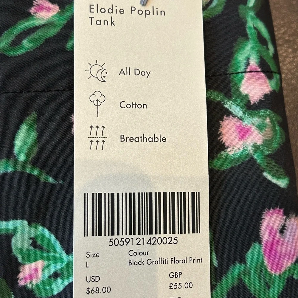 Sweaty Betty Black Tank Top with Pink and Green Floral Pattern - Picture 5 of 5
